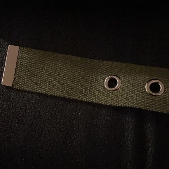 Women’s— green belt, with silver metal punch holes and silver buckle. - Picture 2 of 2